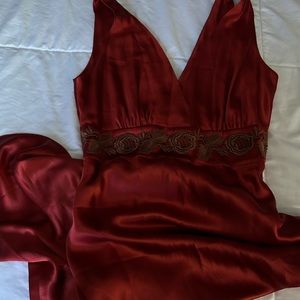 red/orange long dress